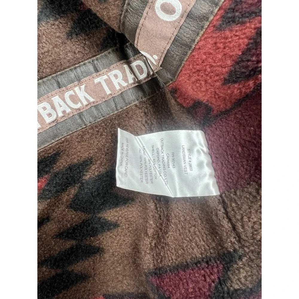 Outback Trading Company Mens M Aztec Oilskin Landsman Fleece Lined Vest  Outdoor